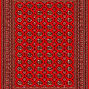 فرش ماشینی ترکمنی زمینه لاکی